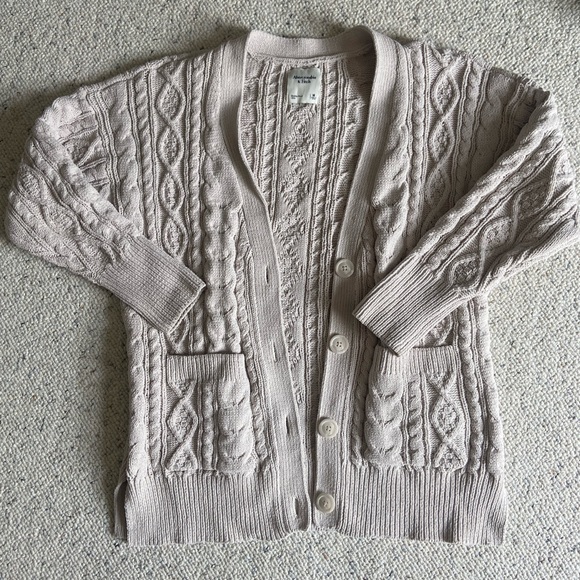 Abercrombie & Fitch Cable Knit Cardigan - Light Beige - Picture 1 of 10